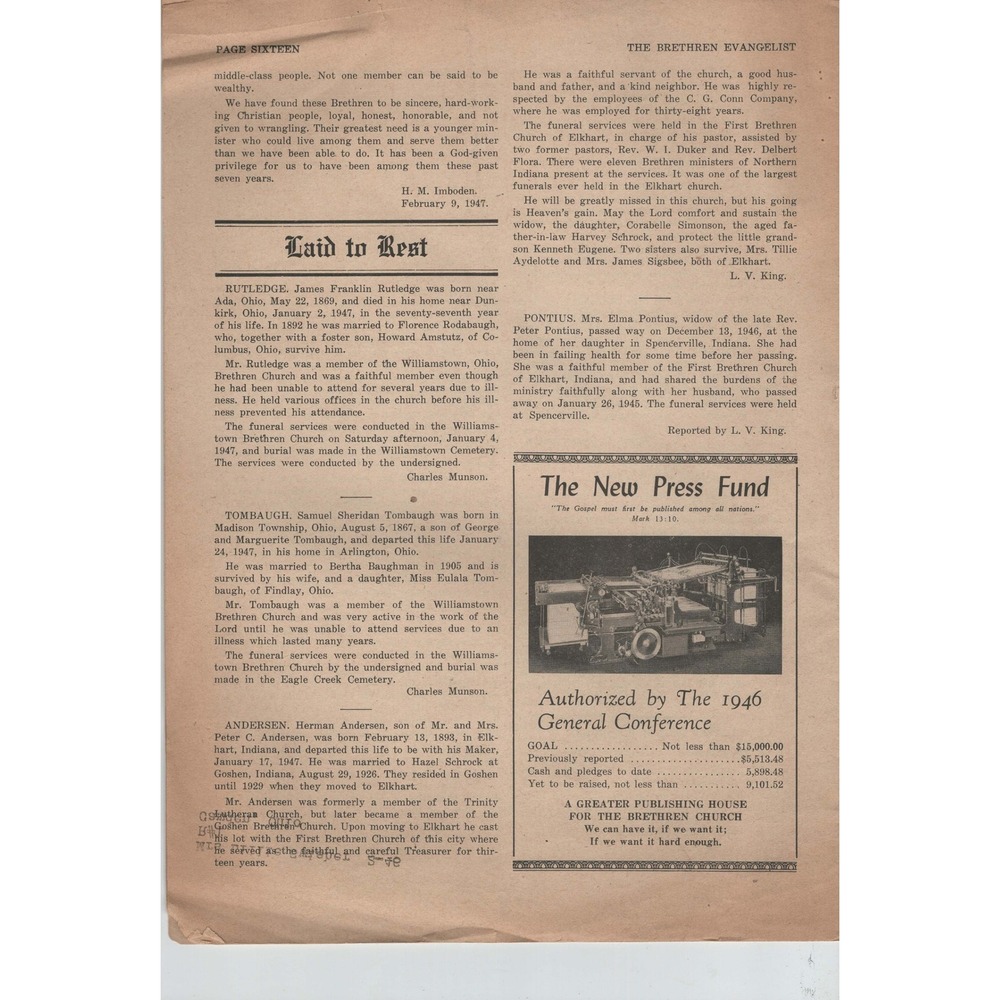 Vintage Brethren Church Magazine Lot 1940s-1960s Evangelist Womans Outlook Bible - Picture 13 of 13